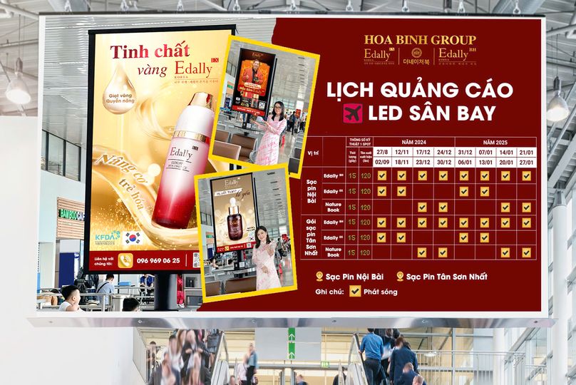 "LỊCH PHÁT SÓNG CHÍNH THỨC" LED SÂN BAY CỦA HÒA BÌNH GROUP 2024 - 2025! 